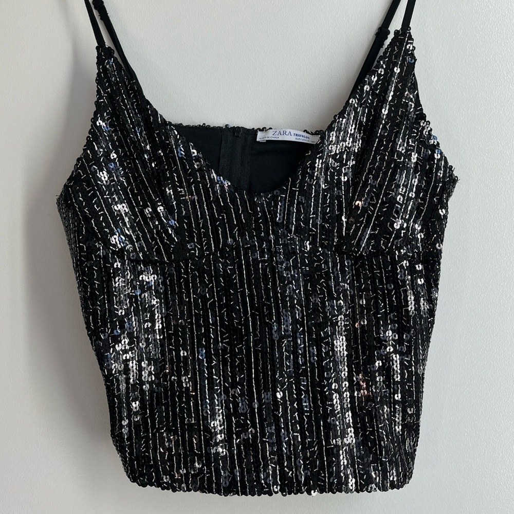 ZARA sequin crop top (almost new, worn once)